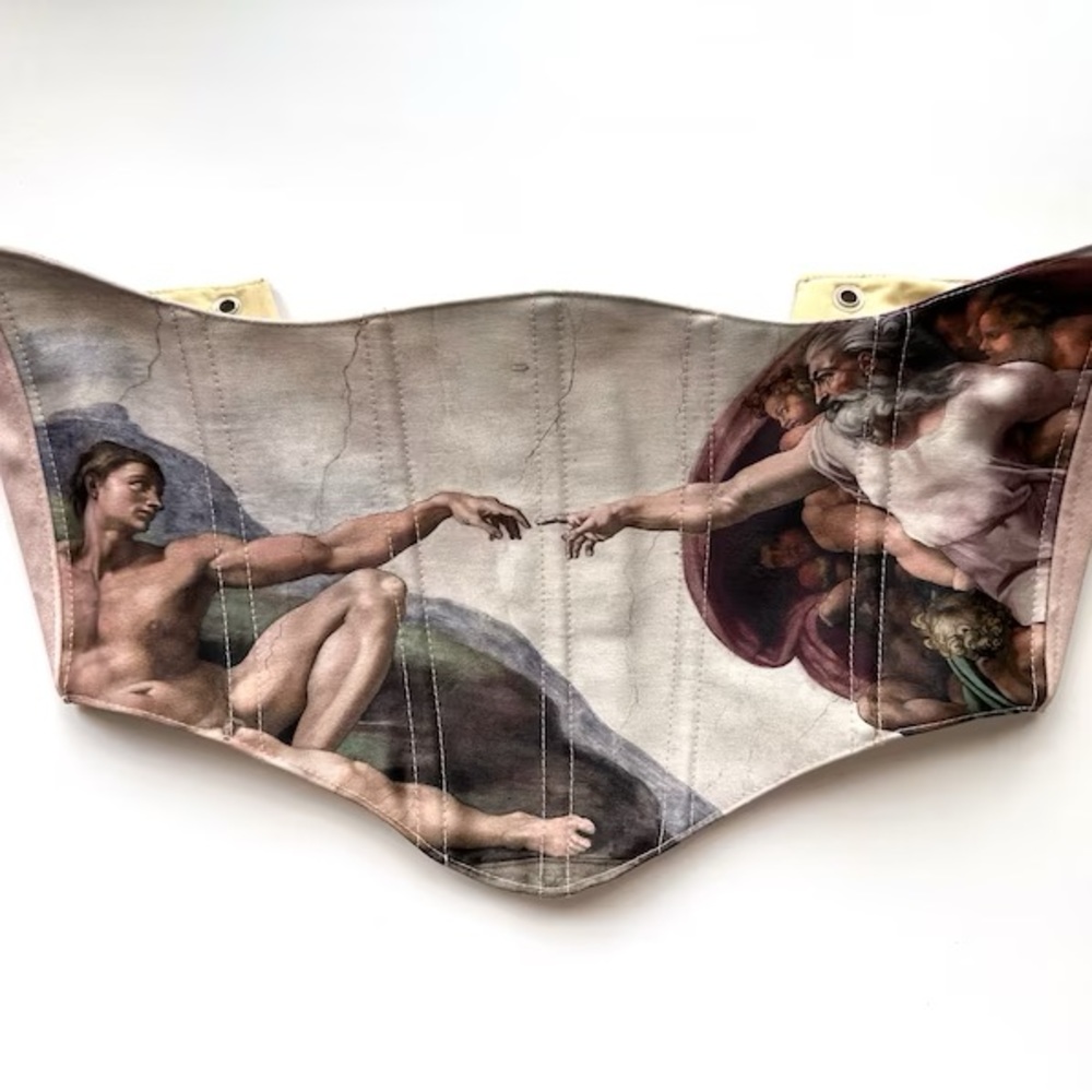 Under Bust Renaissance Corset Inspired by The Creation of Adam